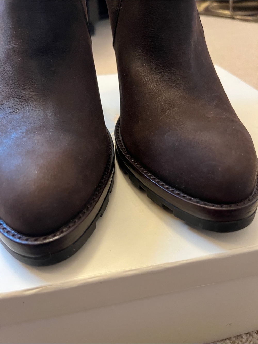 New in Box Coach Thelma Brown Leather High-Heel Ankle Boots with Buckle Straps - Picture 9 of 10